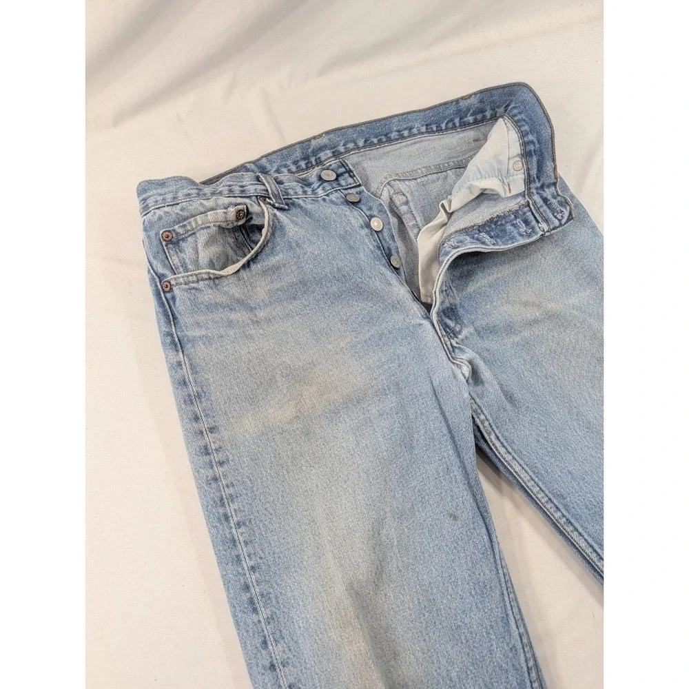 VTG Levi's 501xx Jeans Made in USA April 1991 Light Wash Blue 32x31 (34*34 Tag